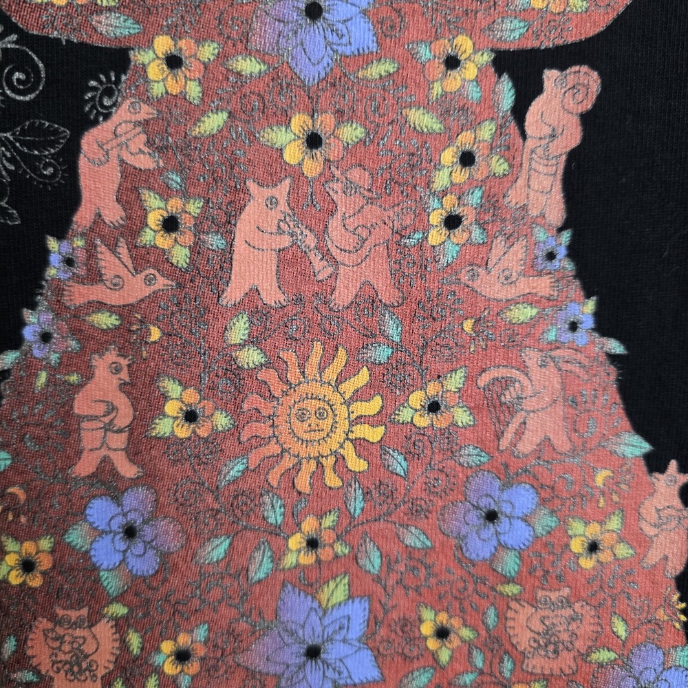 Sabaku Artwear Black Tunic Angel w/ Floral & Fetish. Lagenlook Art To Wear Sz 1X - Picture 3 of 10